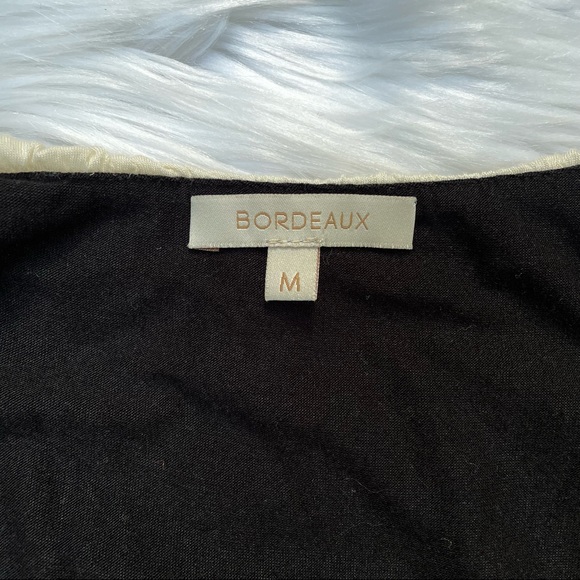 Anthropologie Bordeaux Black & Cream Ruffle Modal Sleep Romper - Picture 7 of 12